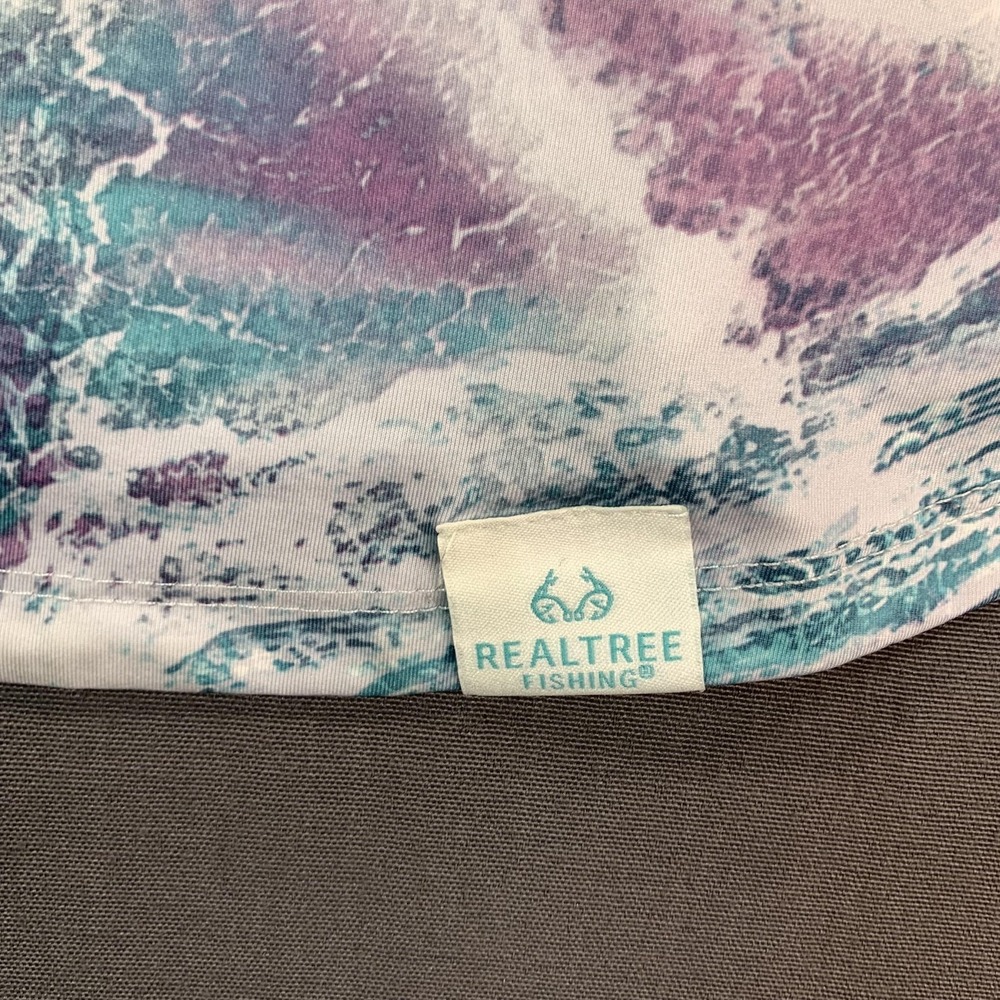 Realtree Fishing Shirt Mens MED Blue Camo Long Sleeve Crew Neck Performance Tee - Picture 3 of 15